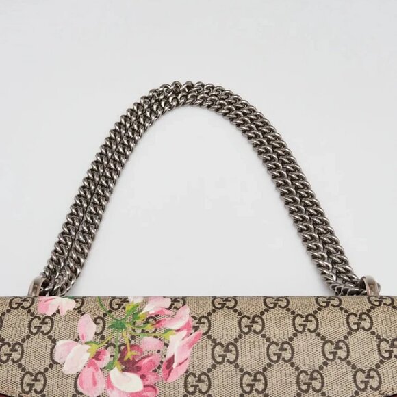 Gucci Beige/Pink GG Supreme Blooms Coated Canvas Small Dionysus Shoulder Bag - Picture 5 of 12